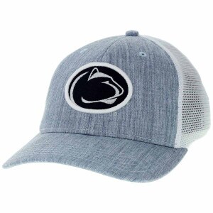 youth trucker hat light blue melange with embroidered Penn State Athletic Logo